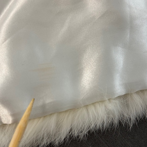 Vintage Genuine For Fur Winter White Ivory Soft Short Jacket Collar Wedding - Picture 16 of 16